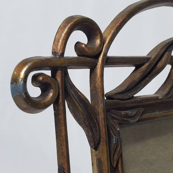 Vintage Terragrafics 1996 Nouveau Style Distressed Brass Metal Picture Frame 3x5 - Picture 7 of 13